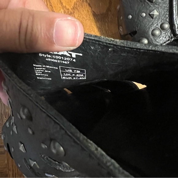 Ariat Studded Peep Toe Heeled Leather Slip-On Clog Mules in Black Sz 7 Y2K 90s - Picture 9 of 13